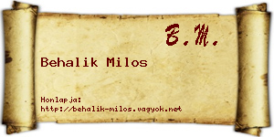 Behalik Milos névjegykártya